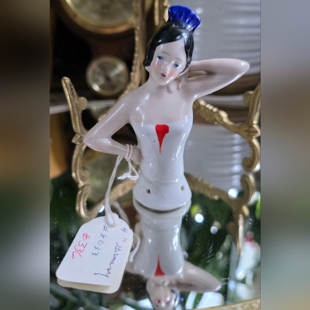 Antique Porcelain Half Doll Flapper Girl Art Deco #8033 Germany